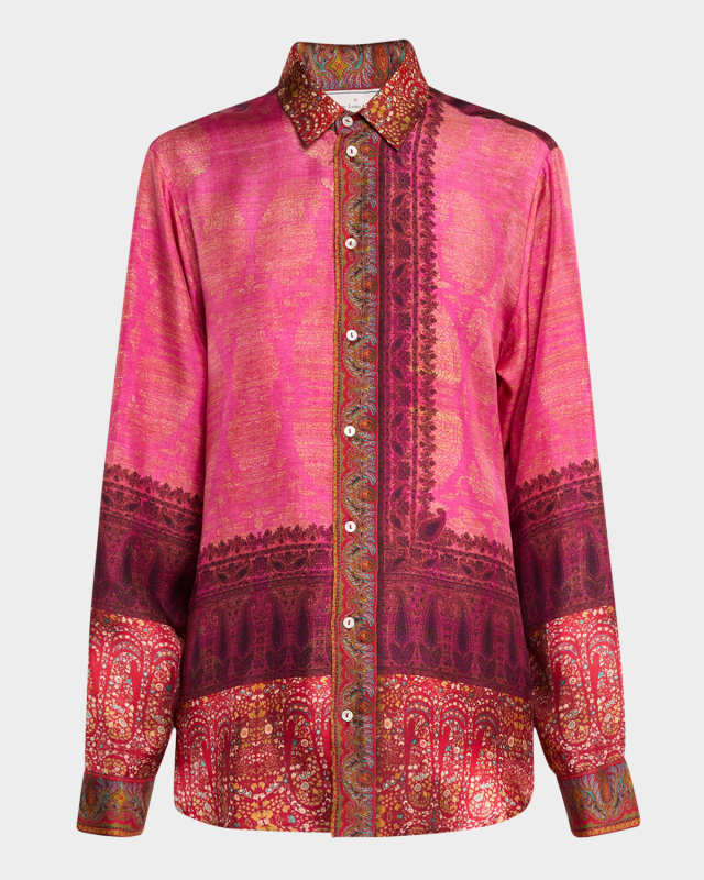 Floral & Paisley-Print Silk Shirt